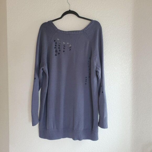 Torrid Womens Sweater Grey 3XL Knit Distressed Zip Sides Plus Size Boat Neck - Picture 6 of 8